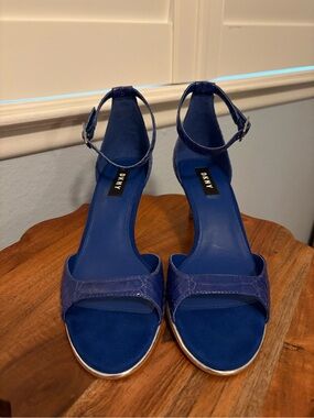 DKNY Royal Blue Ankle-Strap Heels
